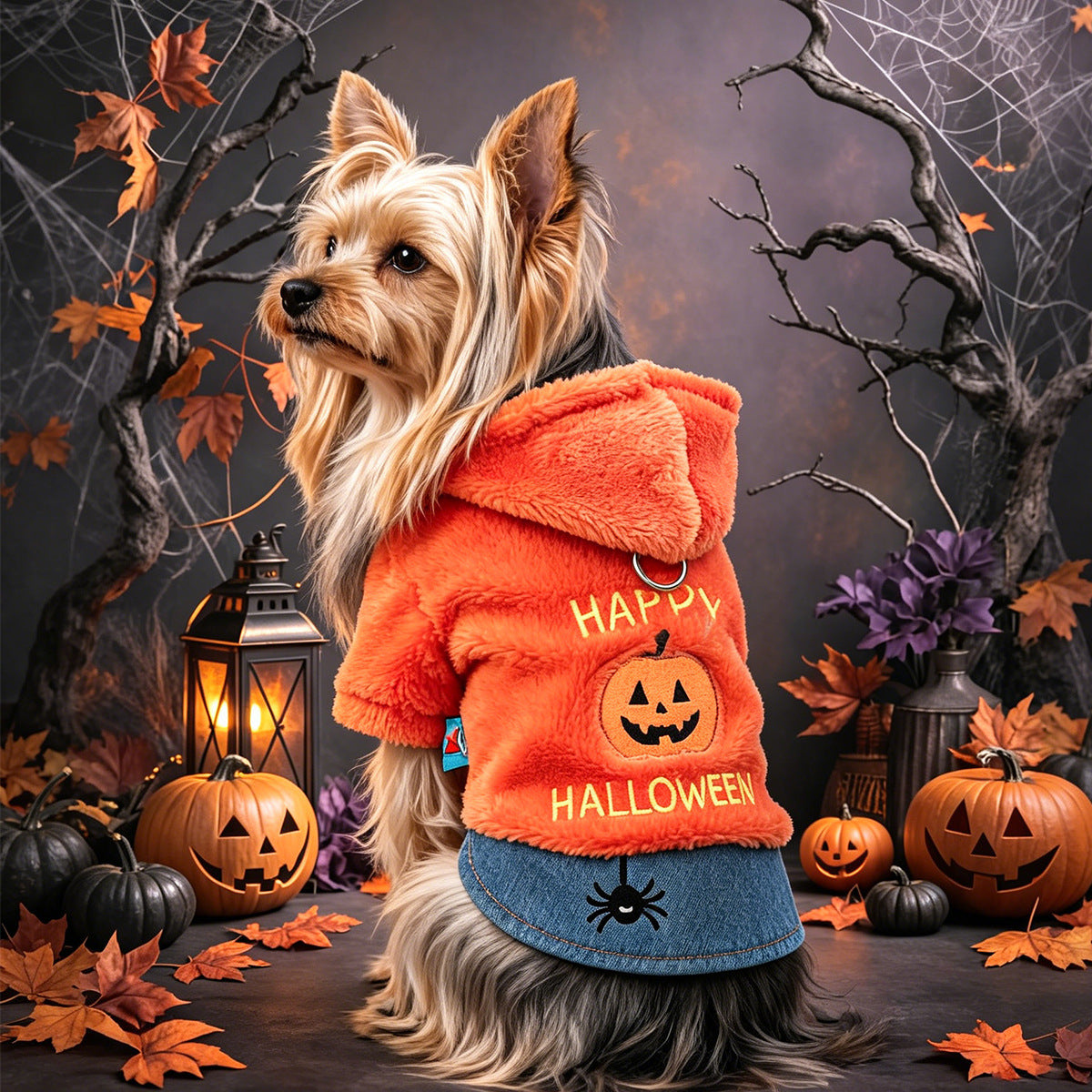 Cute Halloween Pumpkin Hoodie for Small Dogs and Cats,