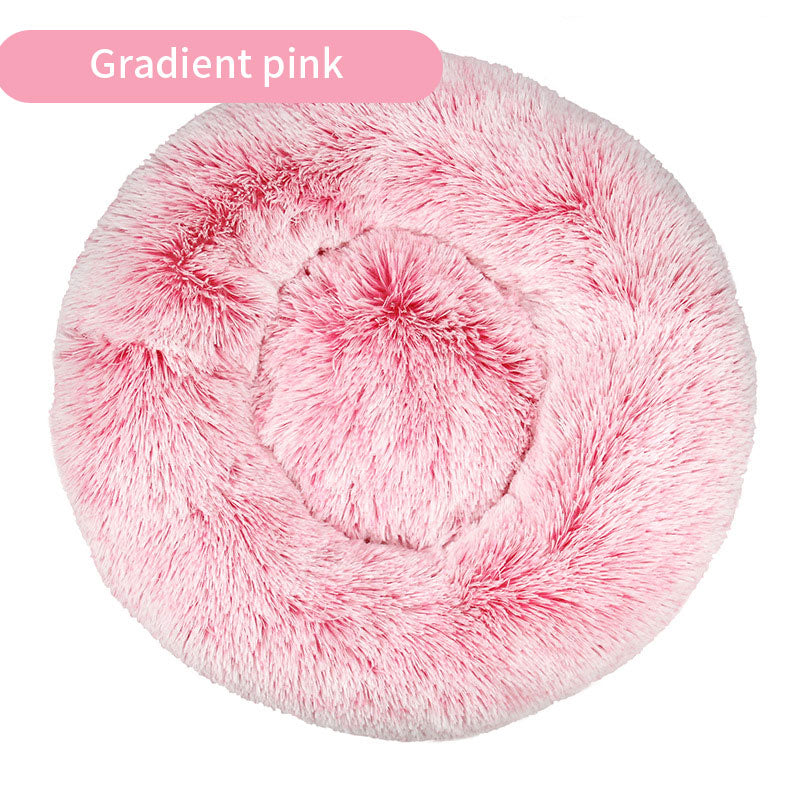 Plush Round Gradual Change Pet  Bed Winter