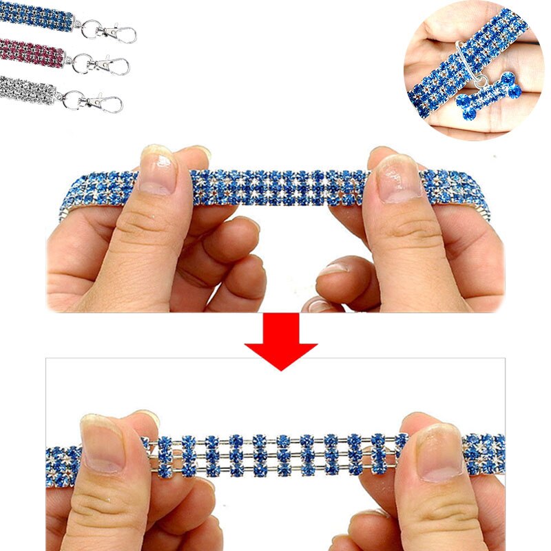 Bone Pendant Crystal Diamond Cat Collars For Small Medium Dogs