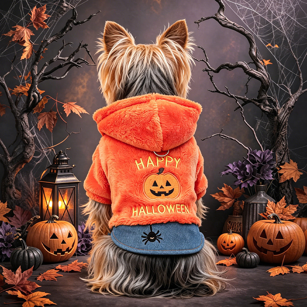Cute Halloween Pumpkin Hoodie for Small Dogs and Cats,