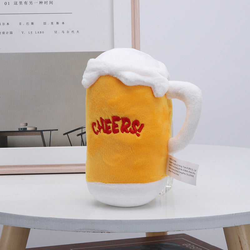 Squeaking Dog Toy Beer Bottle Beer Cup