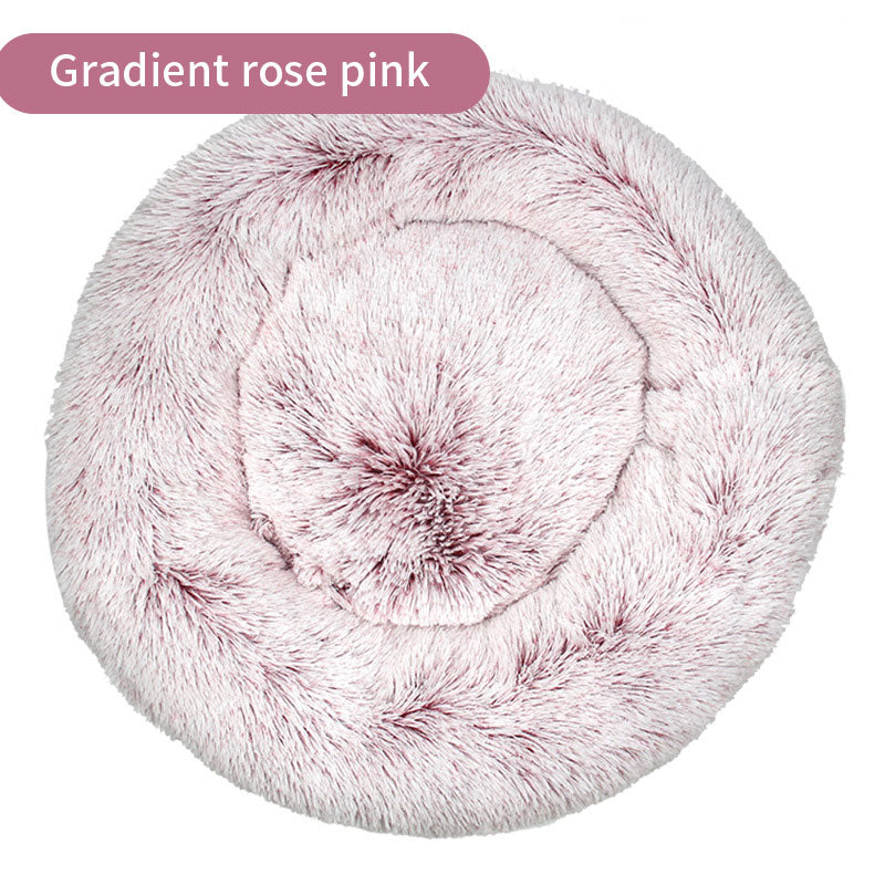 Plush Round Gradual Change Pet  Bed Winter