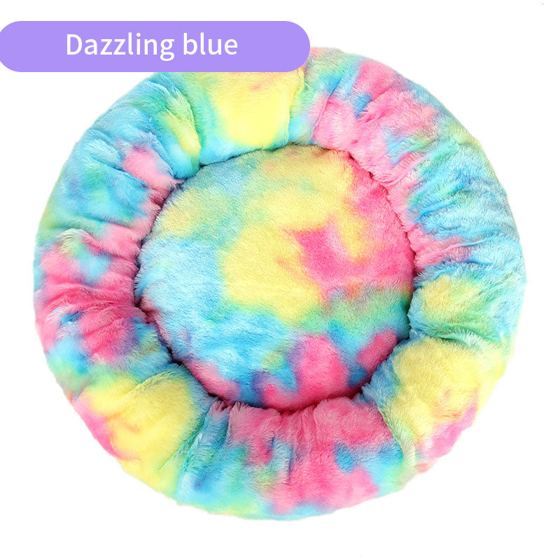 Plush Round Gradual Change Pet  Bed Winter