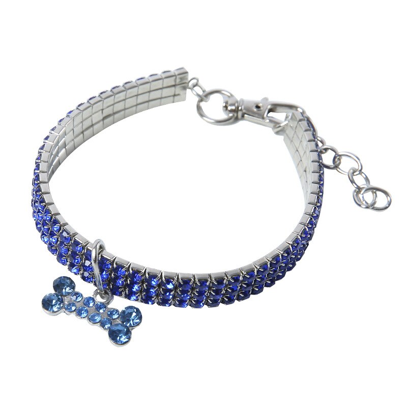 Bone Pendant Crystal Diamond Cat Collars For Small Medium Dogs