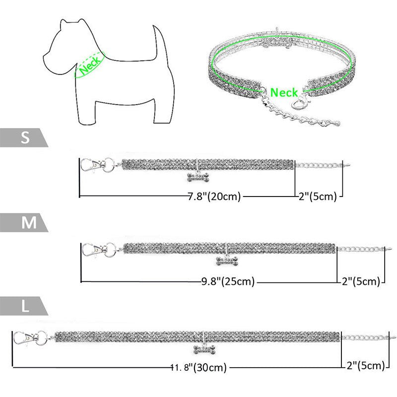 Bone Pendant Crystal Diamond Cat Collars For Small Medium Dogs