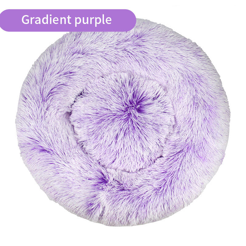 Plush Round Gradual Change Pet  Bed Winter