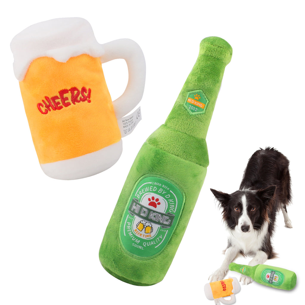 Squeaking Dog Toy Beer Bottle Beer Cup