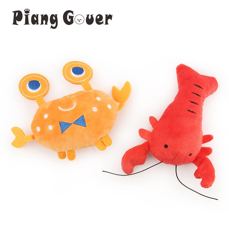 2PCS Lobster Squeaky Cartoon Crab Puppy Pet Toy