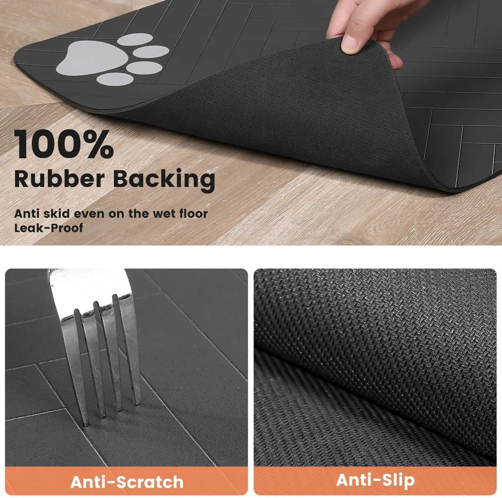 Pet Feeding Mat-Absorbent Pet Placemat for Food and Water Bowl, with Waterproof Rubber Backing,