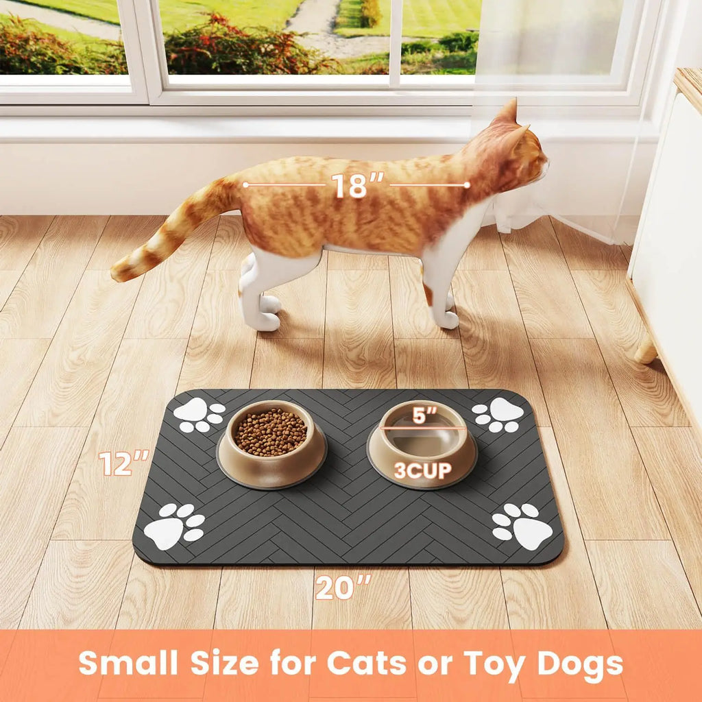 Pet Feeding Mat-Absorbent Pet Placemat for Food and Water Bowl, with Waterproof Rubber Backing,