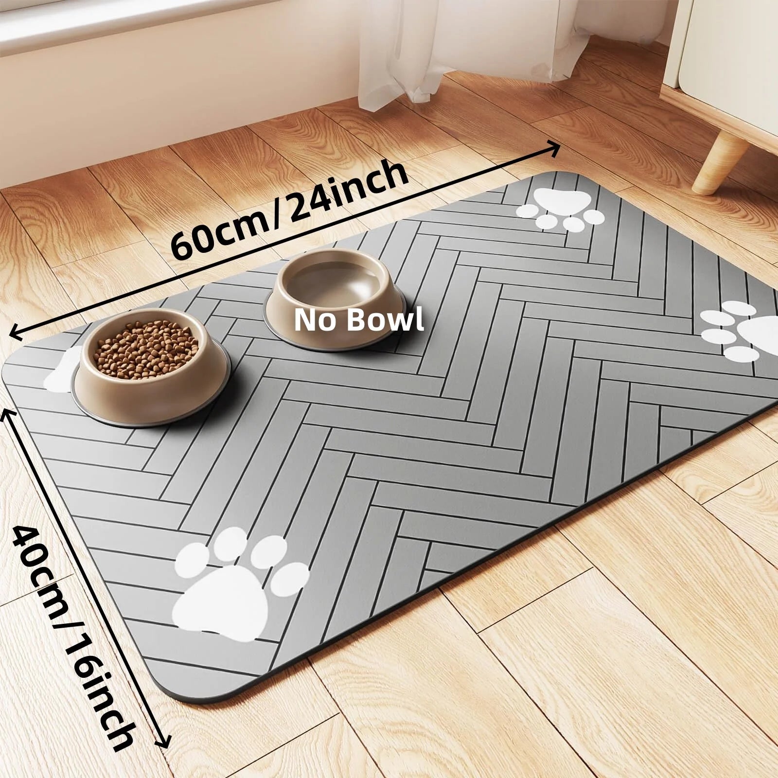 Pet Feeding Mat-Absorbent Pet Placemat for Food and Water Bowl, with Waterproof Rubber Backing,