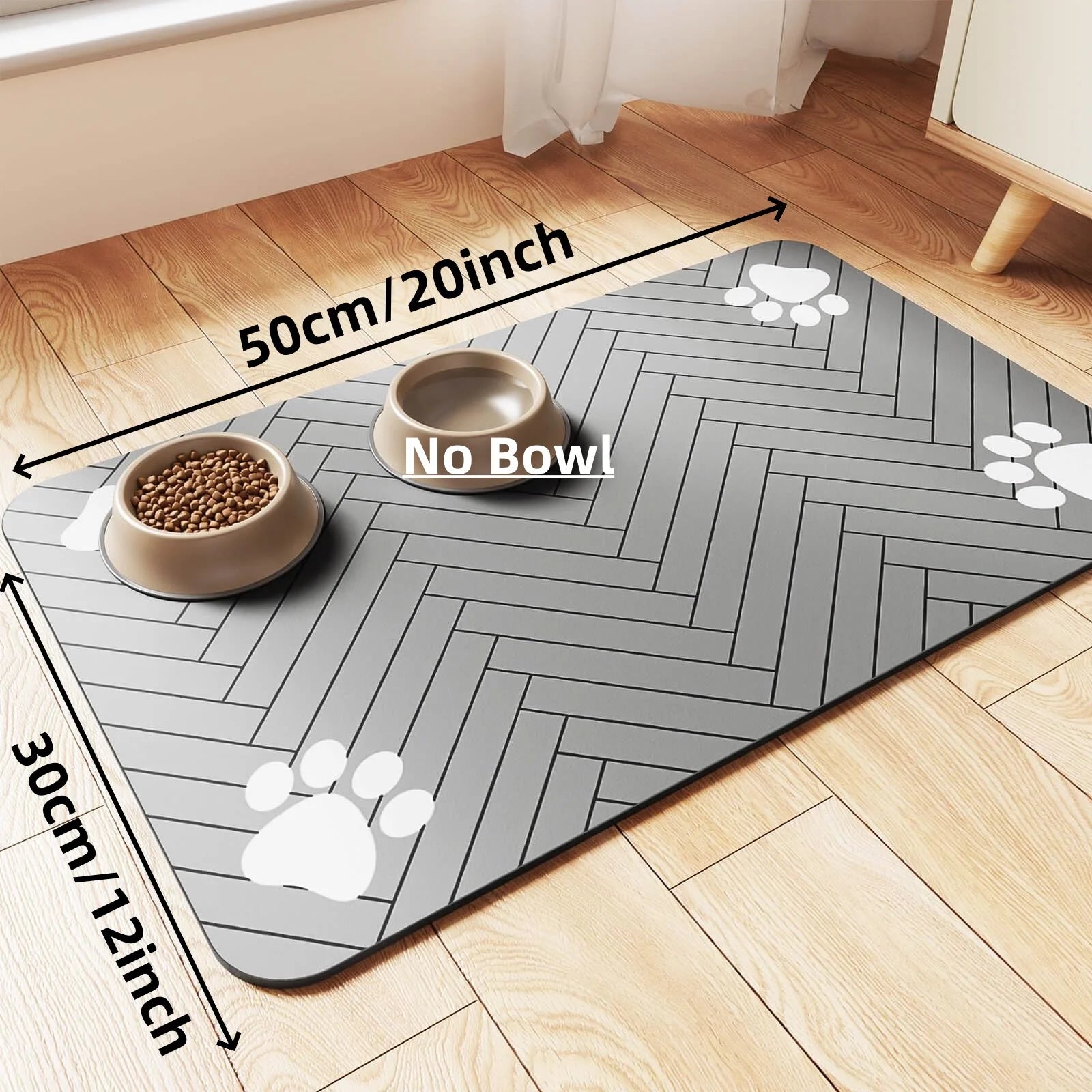 Pet Feeding Mat-Absorbent Pet Placemat for Food and Water Bowl, with Waterproof Rubber Backing,