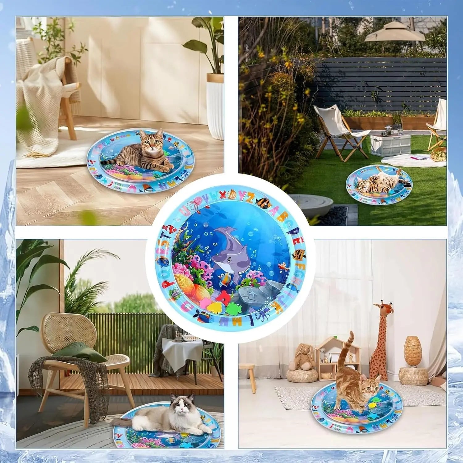 Water Sensory Play Mat for Cats and Dogs Summer Indoor Activity