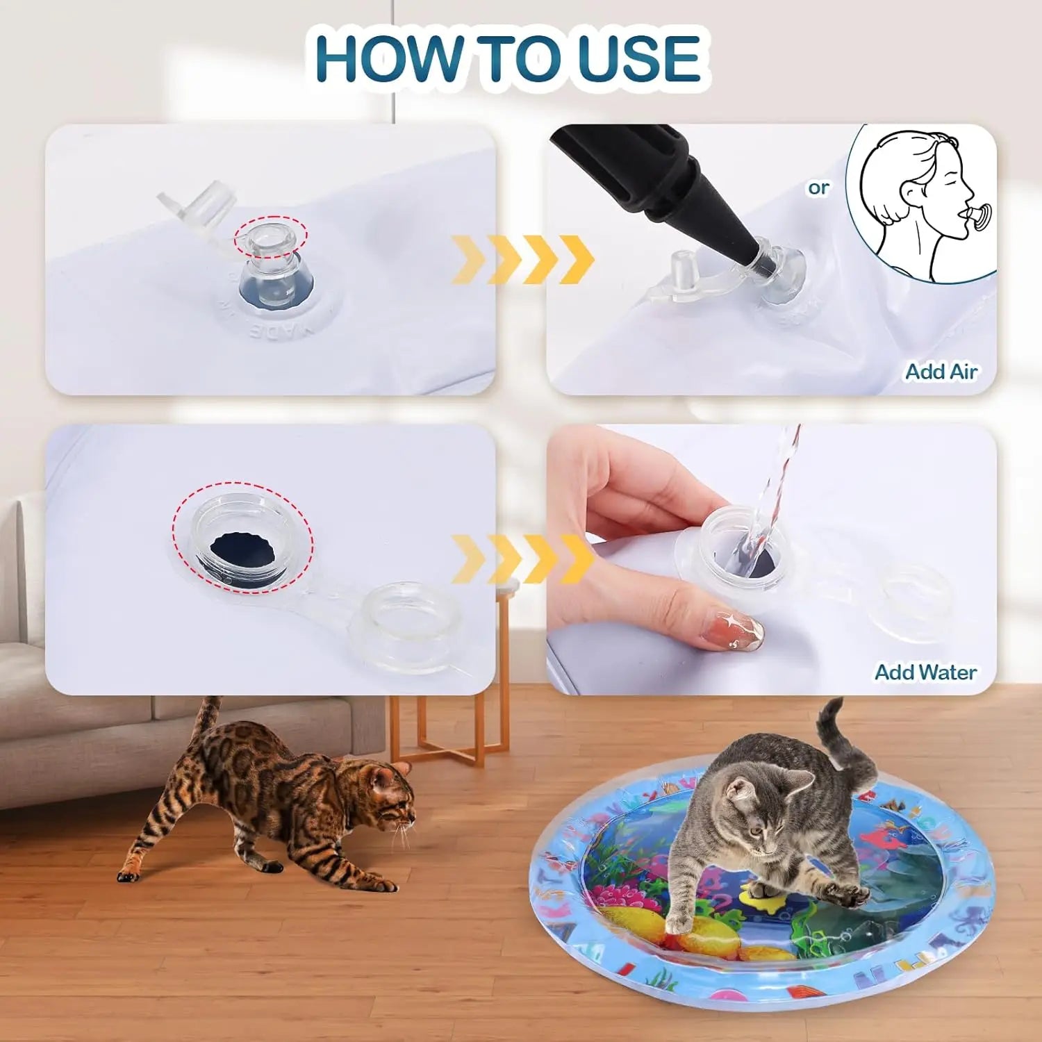 Water Sensory Play Mat for Cats and Dogs Summer Indoor Activity